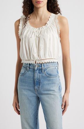 D&ocirc;en Traveler Embroidered Crop Top in Salt at Nordstrom, Size Xx-Large