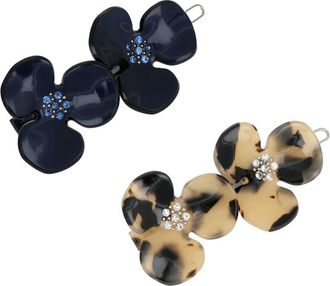 L. Erickson Shelly Tige Boule Hair Clips 2-Pack in Navy/Ivory Tokyo at Nordstrom