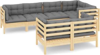 vidaXL Juego De Muebles De Jard&iacute;n 6 Pzas Y Cojines Madera Maciza Pino Vidaxl