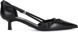 Prada Pumps, female, Black, Size: 8 1/2 US Open-side Leather Pumps