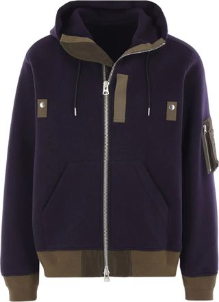 sacai Felpa con cappuccio e zip - Viola