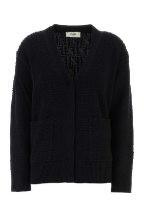 Fendi Black Wool Blend Cardigan