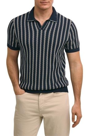 Brooks Brothers Vertical Mini Stripe Johny Collar Polo in Vertical Stripe Navy at Nordstrom, Size X-Large