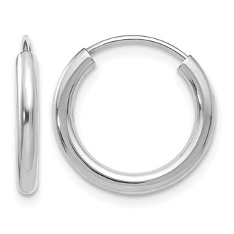 Diamond2Deal 10k White Gold Round Endless Hoop Earrings 0.61g
