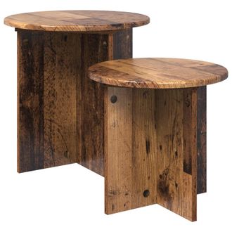 vidaXL Conjunto De Mesas Auxiliares 2 Pcs Madera Envejecida Vidaxl