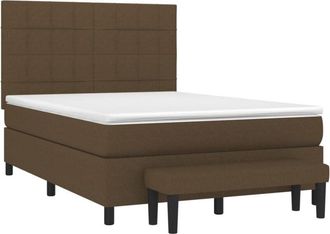 vidaXL Vidaxl - Cama Box Spring Con Colch&oacute;n Tela Marr&oacute;n Oscuro 140x200 Cm