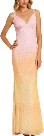 Mac Duggal Sequin Spaghetti Strap Cowl Back Mermaid Gown