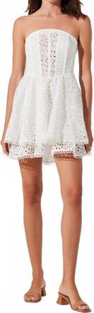 Astr Deasia Strapless Eyelet Mini Dress In White