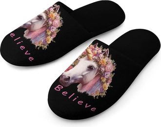 Generic I Believe Un-icorns Mens Slippers Warm Non-Slip Houes Shose Spa Slipper for Home Bedroom