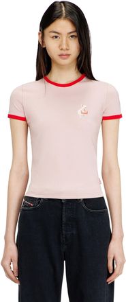 Diesel Slim T-shirt with pig print - T-Shirts - Woman - Pink