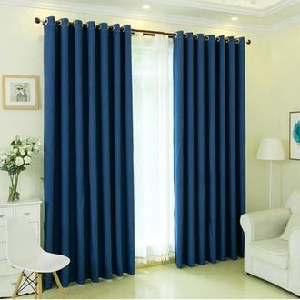 OEM Rideau - Zs7802 - 150x180 Cm - 2 Pi&egrave;ces - Tissu Polyester - Ombre 65 - Bleu Bleu