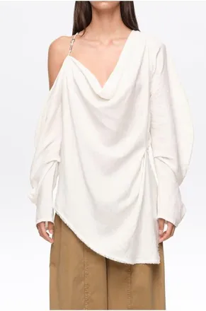Bimba & Lola Linen Off-Shoulder Draped Top in Ivory at Nordstrom, Size X-Small