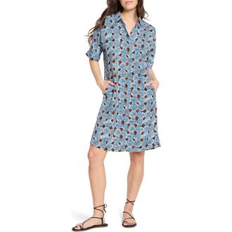 Nic+Zoe Devon Sand Dollar Print Shirtdress in Blue Multi at Nordstrom Rack, Size Small
