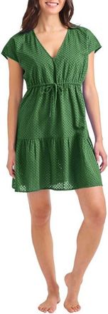 Tommy Bahama Eyelet Cove Organic Cotton Cover-Up Dress in Four Leaf Clover at Nordstrom, Size X-Small