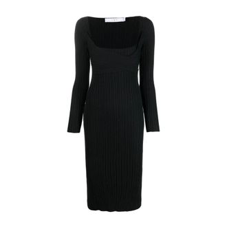 Iro Zwarte Zijden Midi Jurk - Dames - Casual kleedjes - Zwart - L - Nylon - Kleedjes