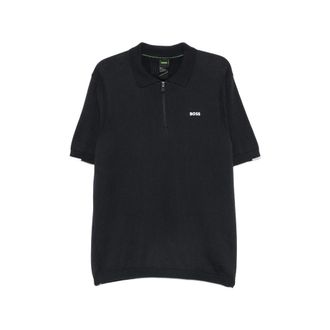 HUGO BOSS Zip-fastening Logo-print Polo Shirt