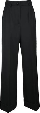 Dolce & Gabbana Classico Wide Broeken - Dames - Wijde Broeken - Zwart - L - Wol - Broeken