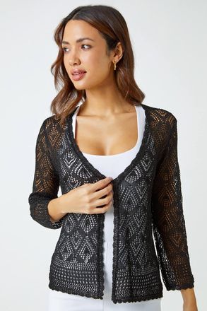 Roman Knitted Crochet Shimmer Shrug