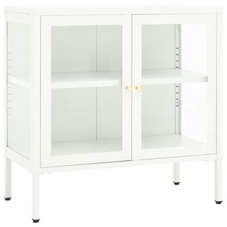 Les Tendances Aparador De Acero Y Vidrio Blanco 70x35x70 Cm Vidaxl