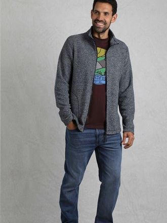 Weird Fish Thames Full Zip Snow Marl Fleece in Navy at Nordstrom, Size Xx-Large