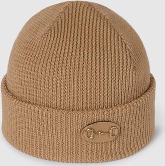 Gucci Wool Hat With Horsebit, Beige, Wool