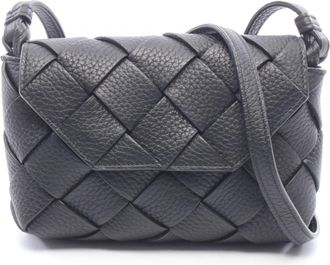 Bottega Veneta Black Leather Handbag Shoulder Bag (Pre-Owned)
