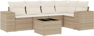 vidaXL Juego De Sof&aacute;s Jard&iacute;n Con Cojines 6 Pzas Rat&aacute;n Sint&eacute;tico Beige Vidaxl