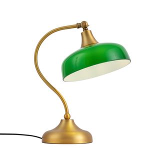 QAZQA Qazqa L&aacute;mpara De Mesa Cl&aacute;sica De Bronce Con Cristal Opalino Verde