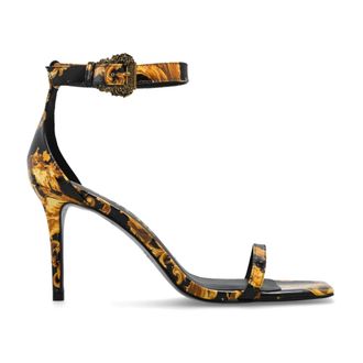 Versace Jeans Couture High Heel Sandals, female, Yellow, Size: 10 US Logo Couture Emily Slingback Sandals