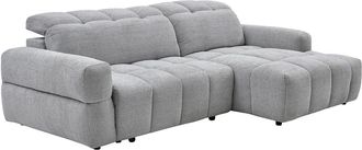 Vente-Unique Sof&aacute; rinconera derecha relax con asiento deslizante el&eacute;ctrico en tela gris CARIALA