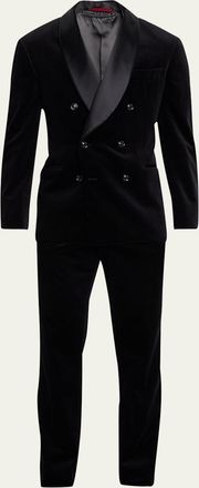 Brunello Cucinelli Mens Velvet Double-Breasted Shawl Tuxedo