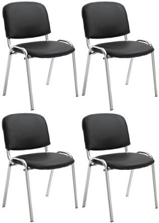 Clp Set De 4 Sillas Ken Cromadas En Polipiel Negro