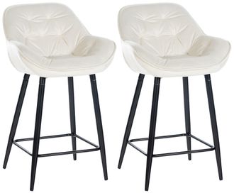 Clp Clp - Set De 2 Taburetes De Bar Gibson Crema Terciopelo