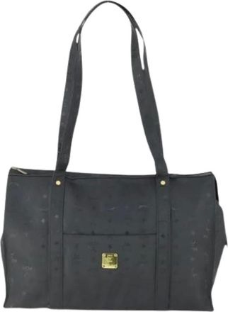 MCM Pre-owned Tote Bags, female, Black, Size: ONE SIZE Pre-owned Canvas Shoulder Bag