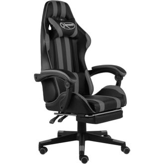 vidaXL Silla Gaming Con Reposapi&eacute;s Cuero Sint&eacute;tico Negro Y Gris Vidaxl