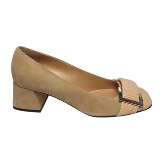 Sergio Rossi Schoenen, Dames, Beige, 37 EU, Su&egrave;de, scarpe con tacco Camoscio