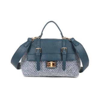 Generic Womens Tweed Satchel Bag with Flap Twist Lock - Crossbody Shoulder Handbag with Detachable Strap, Top Handle & Gold Hardware - Elegant Vintage Style E