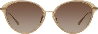 Linda Farrow SONG LFL1445 C3 Womens Sunglasses Gold Size 59