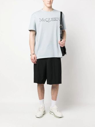 Alexander McQueen Alexander Mcqueen Mens Logo Cotton T-shirt - Light Grey - Size X-Large