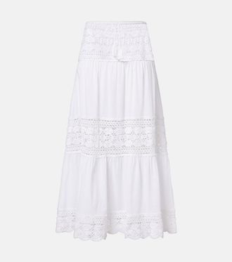 Anna Kosturova Filigree crochet-trimmed cotton midi skirt