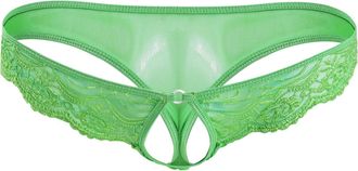 Generic Lingerie Mens Personality Casual Mini Thong Underwear T Pants Transparent Lace (Green, One Size)