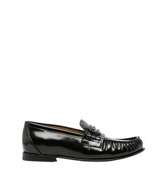 Fendi Black Leather Cuneo Loafers
