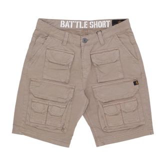 Alpha Industries Vintage Cargo Shorts met knoopsluiting - Heren - Korte Broeken - Grijs - W28 - Katoen - Korte Broeken