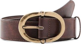 Mango Hammered Buckle Faux Leather Belt in Brown at Nordstrom, Size X-Large