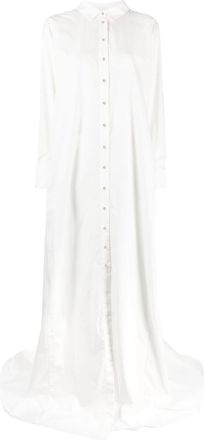 Marques Almeida maxi pleat-detail shirt dress - women - Organic Cotton - 8 - White