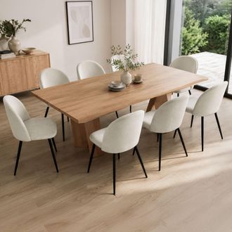 Dmora Silla Achito, 8 Sillas, Acolchada, Soporta Hasta 120 Kg, Blanco Crema