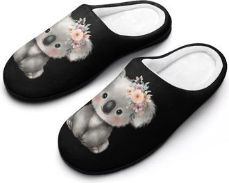 Generic Watercolor Koala With Flowers Funny Mens Cotton Slippers Soft Non-Slip Rubber Sole House Slipper Indoor Outdoor