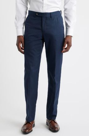 Berle Trim Fit Flat Front Lyocell & Cotton Twill Chinos in Navy at Nordstrom, Size 34