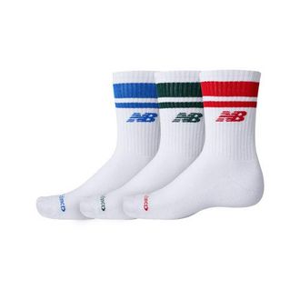 New Balance Unisex Everyday Stripe Midcalf 3 Pack en Blanco, Algod&oacute;n, Talla XL