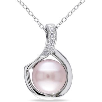 Delmar Diamond & 9-9.5mm Pink Freshwater Pearl Pendant Necklace at Nordstrom Rack